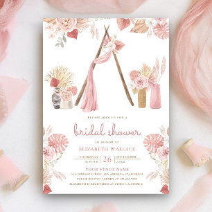 Staubrosa Florale Boho-Strand Arbor-Brautparty Einladung