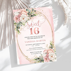 Staubrosa Florale Grünzeug Sweet Sixteen Einladung