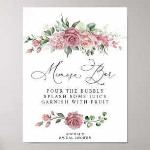 Staubrosa Florale Hochzeitsdusche Mimosa Bar Poster