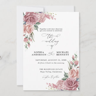 Staubrosa florale Hochzeitseinladung Einladung