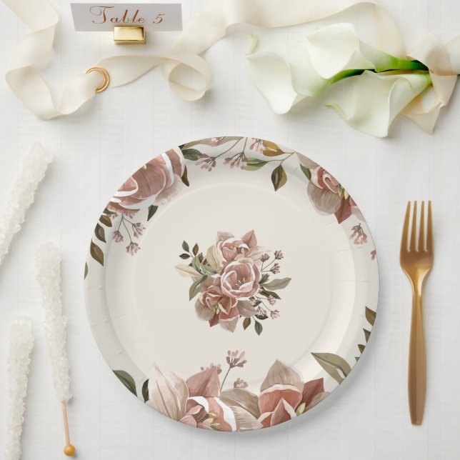 Staubrosa Florale Hochzeitspapierplatte Pappteller (Hochzeit)