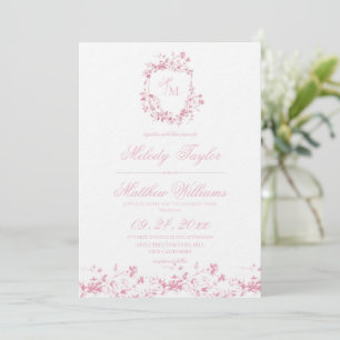 Staubrosa florale königliche Kalligrafie-Hochzeit Einladung