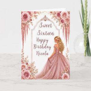 Staubrosa Florale Sweet Sixteen Party Karte