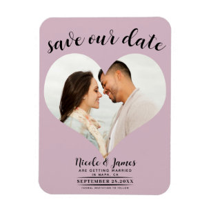 Staubrosa Herz Foto Hochzeit Save-the-Date Magnet