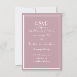 Staubrosa Hochzeit Elegantes Weißes Skript WS RSVP Karte