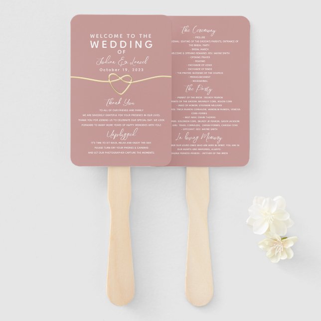 Staubrosa Hochzeitsprogramm Fächer (Vorne und Hinten)