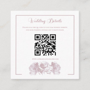 Staubrosa Kalligrafie-QR-Code-Hochzeit Begleitkarte