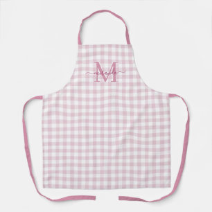 Staubrosa Karo-Schürze mit Monogramm und Namen Schürze