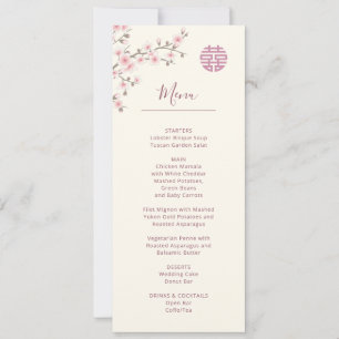 Staubrosa Kirschblüten-Chinesisches Hochzeitsmenü Einladung
