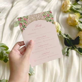 Staubrosa königliche Türen Faux-Folie Hochzeit RSV RSVP Karte