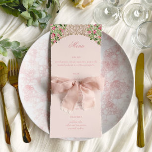 Staubrosa königliche Türen Faux-Folie Hochzeitsmen Menükarte
