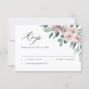 Staubrosa Mauve Rose Floral Geometrische Hochzeit RSVP Karte