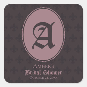 Staubrosa Monogramm Fleur-de-Lis  Quadratischer Aufkleber