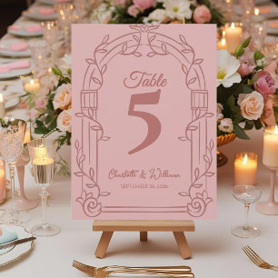 Staubrosa Ornater Bogen Hochzeit Tischnummer Karte