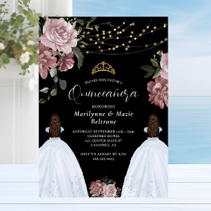 Staubrosa Prinzessin Floral Twins Quinceañera Einladung