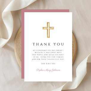 Staubrosa religiöses Kreuz Mädchen Konfirmation Dankeskarte