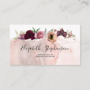 Staubrosa Rose und Burgunderrote Florale Vintage Visitenkarte