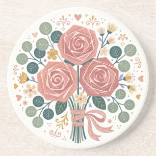 Staubrosa Rosen-Volksfest-Sträußchen-Untersetzer Getränkeuntersetzer