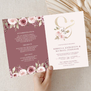Staubrosa Rouge Florales Et-Zeichen QR-Code Hochze Einladung