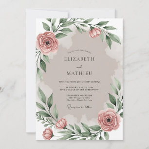 Staubrosa ruhige botanische Hochzeit Einladung
