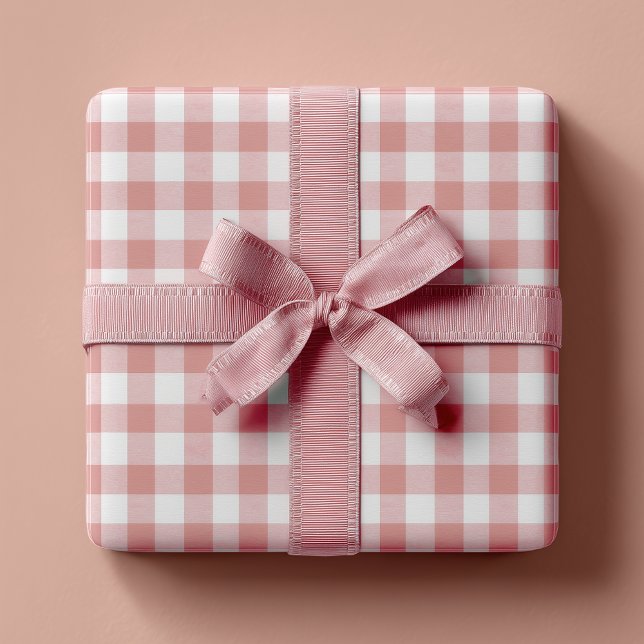 Staubrosa Rustikal Gingham Geschenkpapier (Dusty Pink Wrapping Paper Roll)