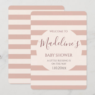 Staubrosa Streifen Minimalistische Babyparty für M Einladung