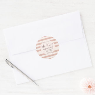 Staubrosa Streifen Minimalistische Babyparty für M Runder Aufkleber