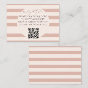 Staubrosa Streifen QR-Code Baby Shower RSVP  Mitteilungskarte