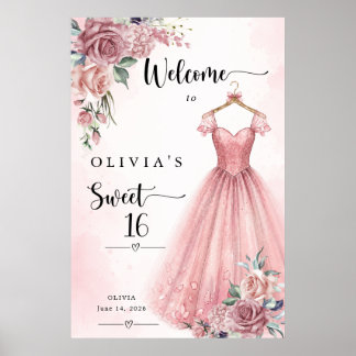 Staubrosa Sweet 16 Blumenkleid Willkommensposter Poster