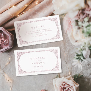 Staubrosa Vintage-Rahmen Elegante Hochzeitsdetails Platzkarte