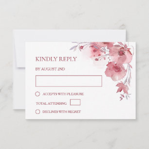 Staubrosa Wasserfarben-Hochzeit RSVP Karte