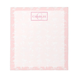 Staubrosa Weiße Blüten, Individuelles Monogramm Hu Notizblock