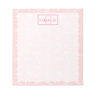 Staubrosa Weiße Blüten, Individuelles Monogramm Hu Notizblock