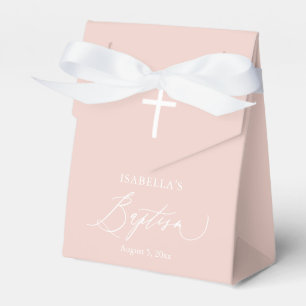Staubrosa weiße Kreuz Mädchen Taufgeschenkbox Geschenkschachtel