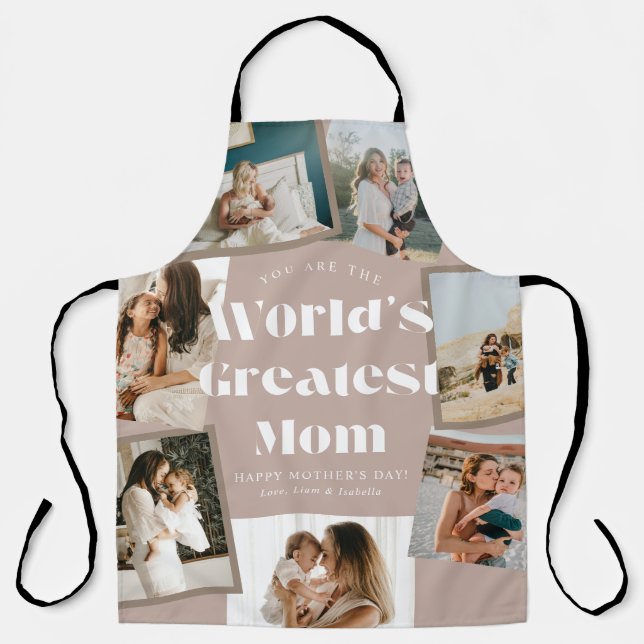 Staubrosa Weltbeste Mama 7-Foto-Collage Schürze (Vorderseite)