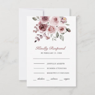 Staubrosafarbene Rosen Hochzeit RSVP Karte
