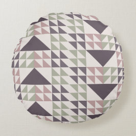 Staubrosafarbenes geometrisches Quiltmuster-Wurfki Rundes Kissen