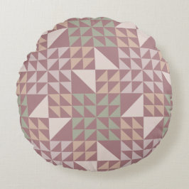 Staubrosafarbenes geometrisches Quiltmuster-Wurfki Rundes Kissen