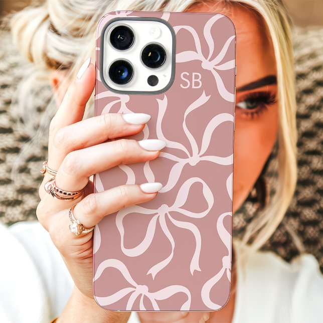 Staubrose-Schleifen-Monogramm Case-Mate iPhone Hülle (Von Creator hochgeladen)