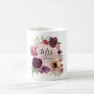 Staubrose und Burgunder Floral Vintage Wasserfarbe Kaffeetasse
