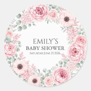 Staubrosen-Blumen-Babyparty-Rundsticker Runder Aufkleber