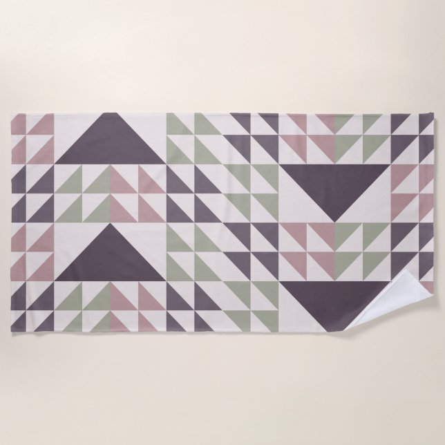Staubrosen-Geometrisches Quilt-Muster Strandtuch (Vorderseite)