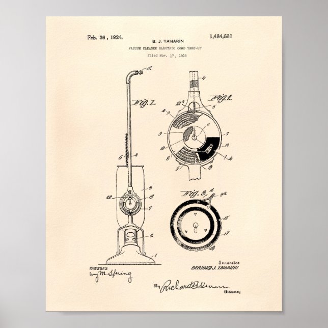 Staubsauger 1924 Patent Art Old Peper Poster (Vorne)