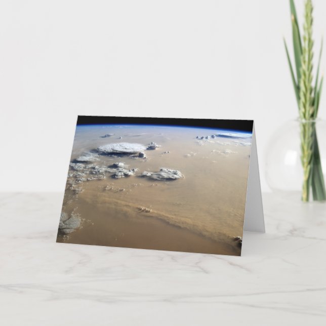 Staubsturm über die Sandmeere der Wüste Sahara. Karte (Vorderseite)