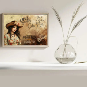 Staubtraum Vintage Western Mädchen Selbstliebe-Zit Poster