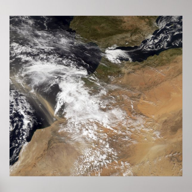 Staubwolken vor der marokkanischen Küste Poster (Vorne)