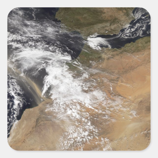 Staubwolken vor der marokkanischen Küste Quadratischer Aufkleber (Vorderseite)
