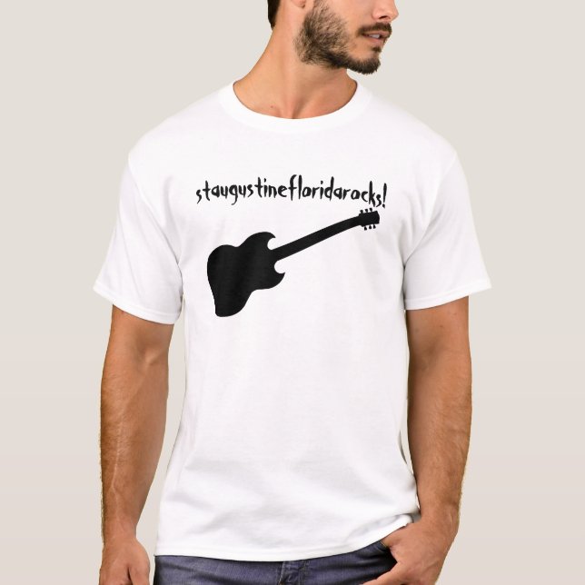 staugustinefloridarocks! schwarze Gitarre T-Shirt (Vorderseite)