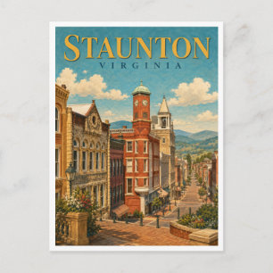 Staunton Virginia Historisches Stadtzentrum GeoSag Postkarte