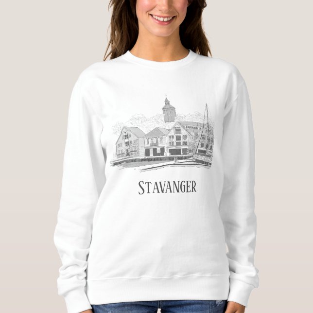 Stavanger Norwegen Beautiful Streetscape Zeichnend Sweatshirt (Vorderseite)